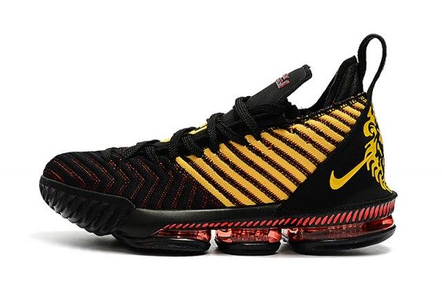 LeBron 16 King Black Gold Red Men's Basketball Shoes - Obeezi
