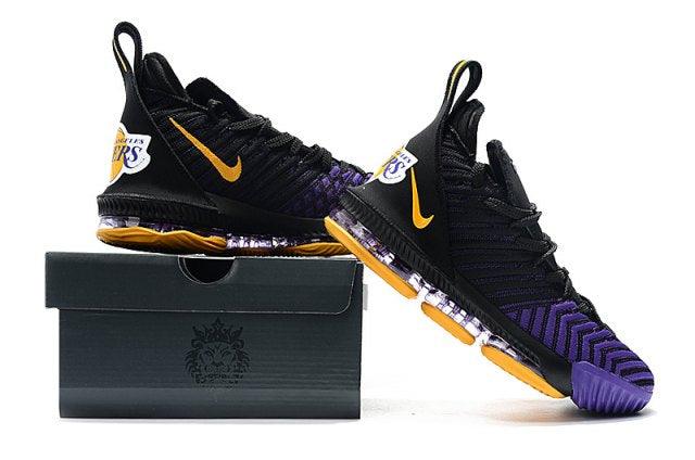 LeBron 16 King Lakers Black Gold Purple Men's Basketball Shoes - Obeezi