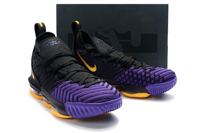 LeBron 16 King Lakers Black Gold Purple Men's Basketball Shoes - Obeezi