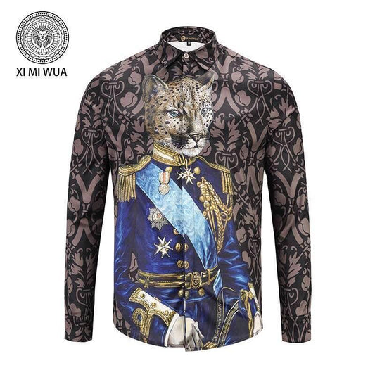 LEOPARD Vintage Men's long sleeve Shirt - Obeezi