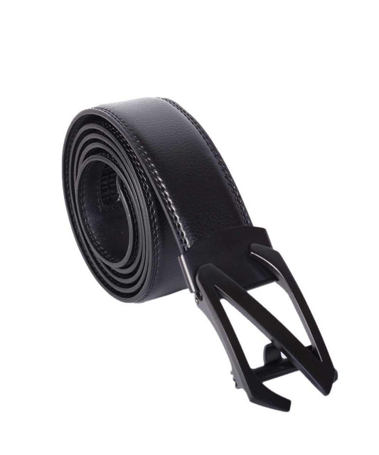 LFMB plain Black Leather Buckle Men Belt - Obeezi.com