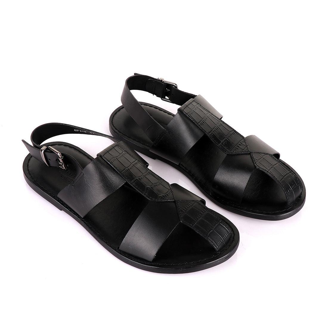 Lishushan Handmade Black Leather Sandals - Obeezi