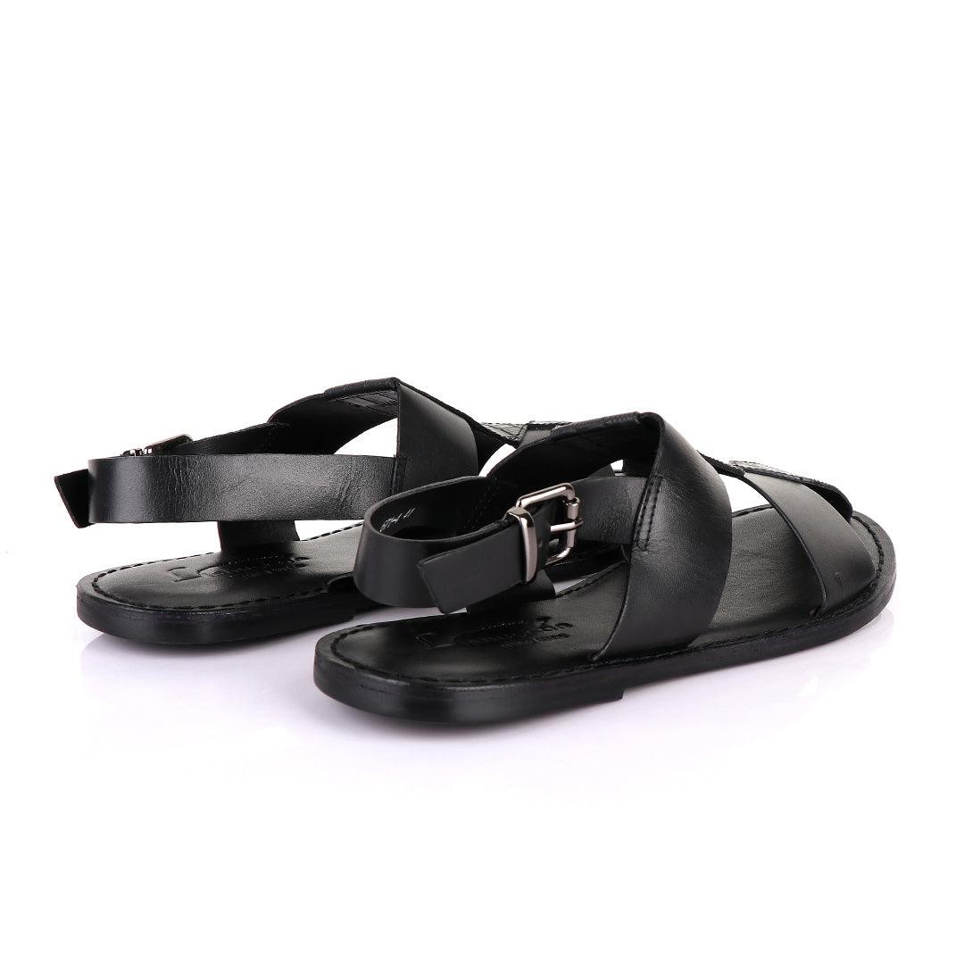 Lishushan Handmade Black Leather Sandals - Obeezi