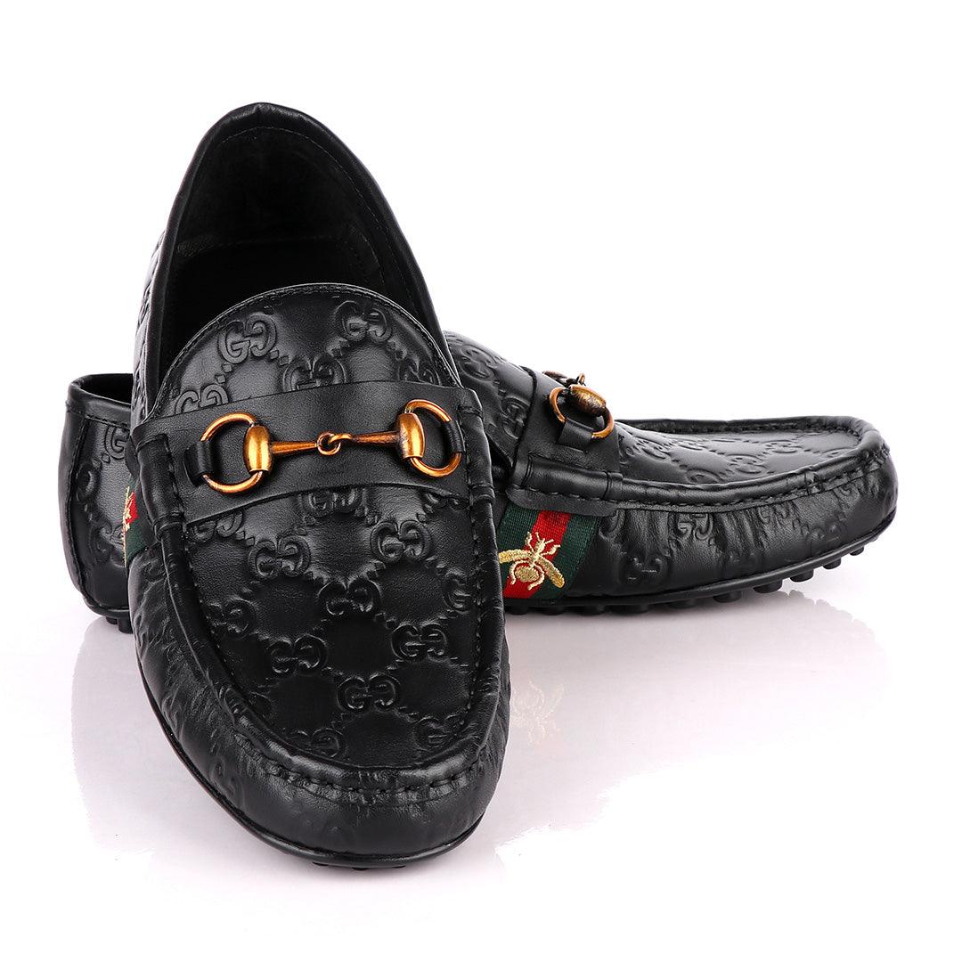 Logo Crested Black Leather Driver - Obeezi