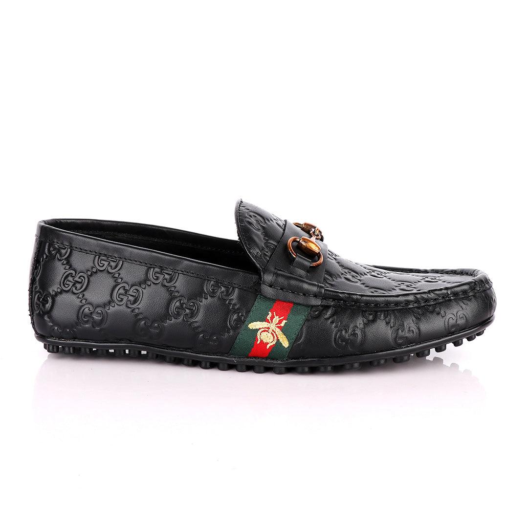 Logo Crested Black Leather Driver - Obeezi
