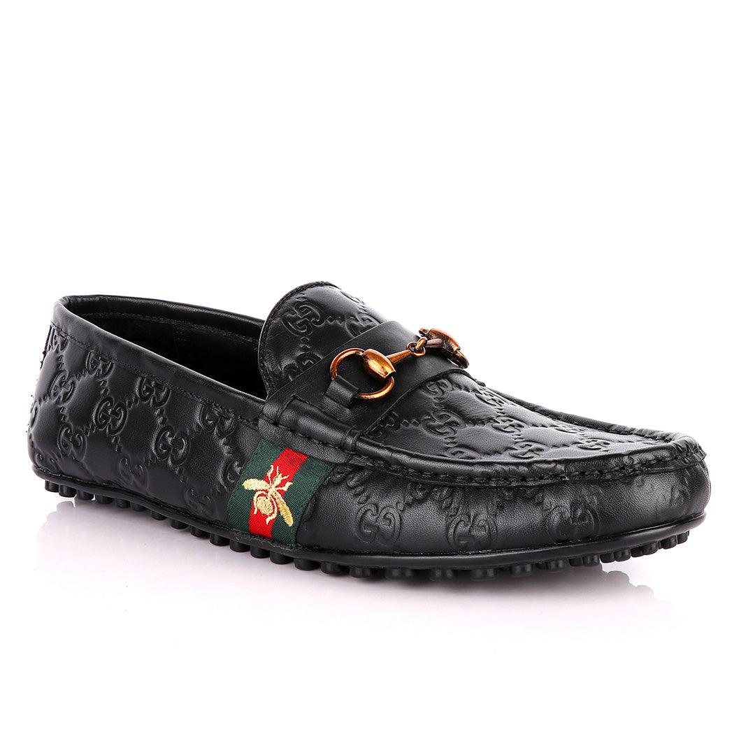 Logo Crested Black Leather Driver - Obeezi
