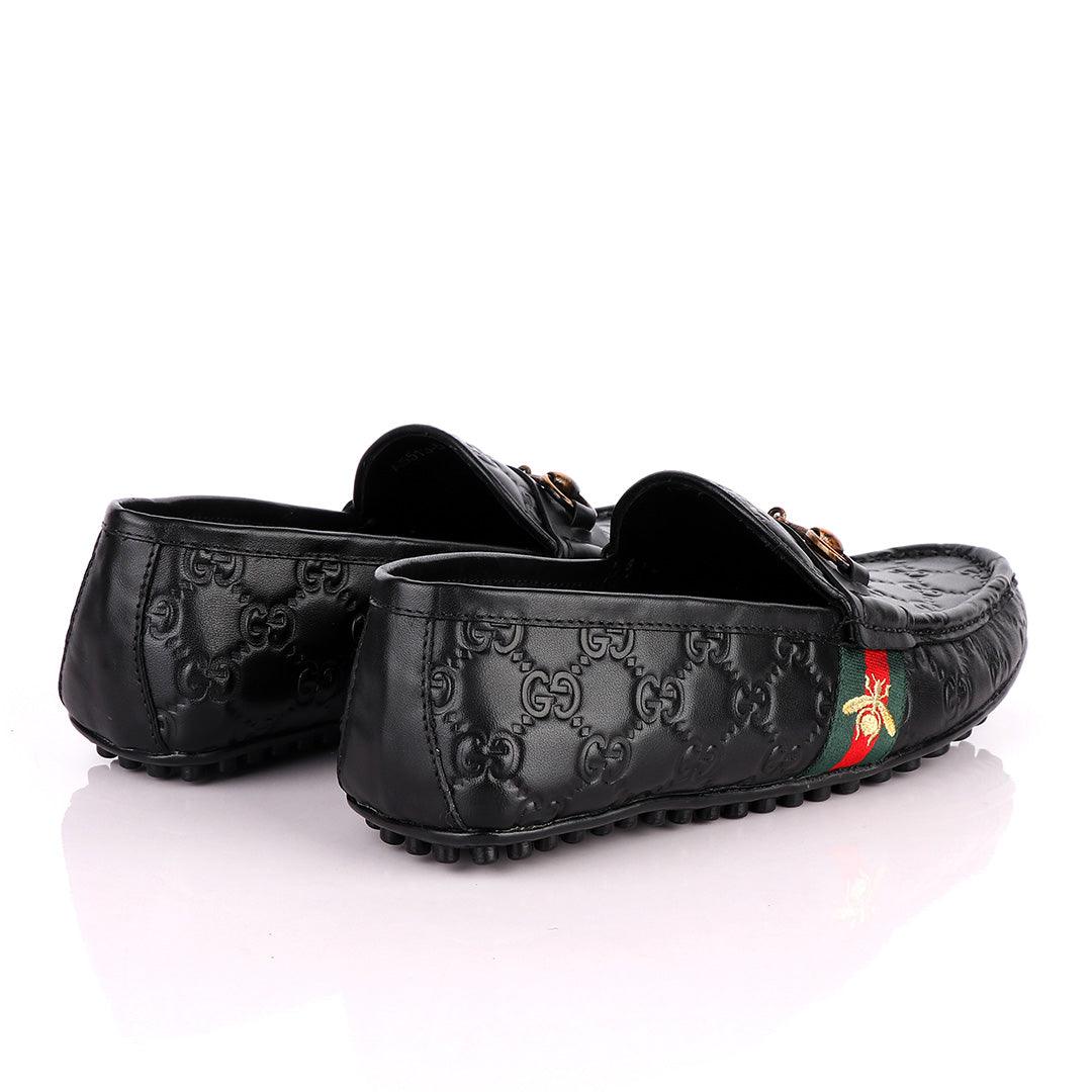 Logo Crested Black Leather Driver - Obeezi