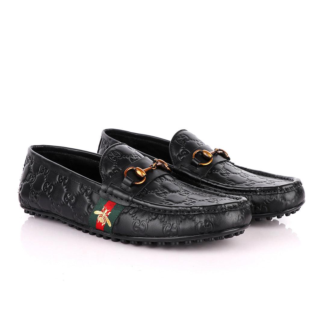Logo Crested Black Leather Driver - Obeezi