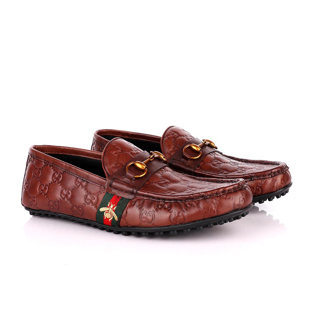 Logo Crested Brown Leather Drivers - Obeezi