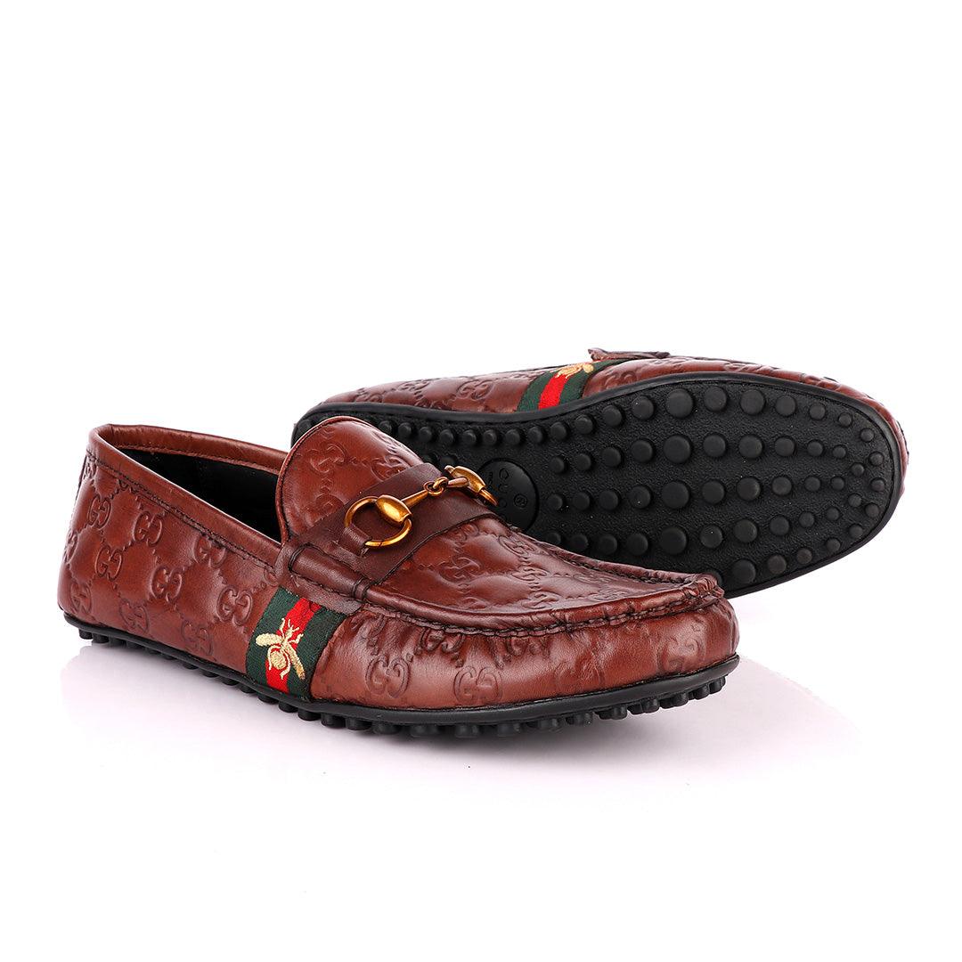 Logo Crested Brown Leather Drivers - Obeezi
