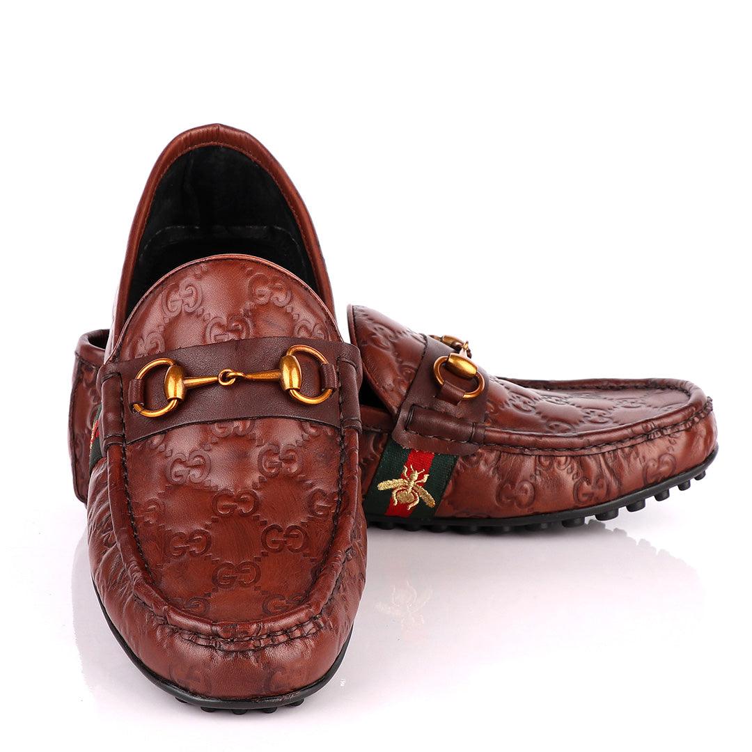 Logo Crested Brown Leather Drivers - Obeezi