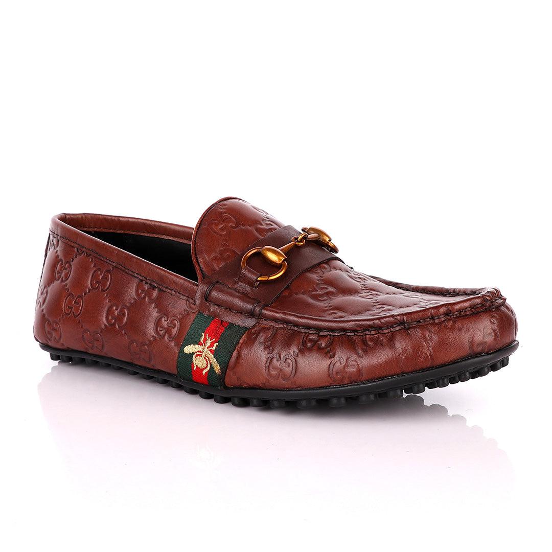 Logo Crested Brown Leather Drivers - Obeezi