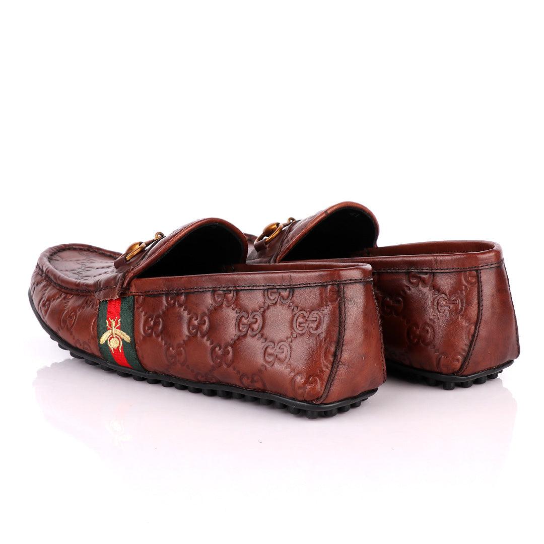 Logo Crested Brown Leather Drivers - Obeezi