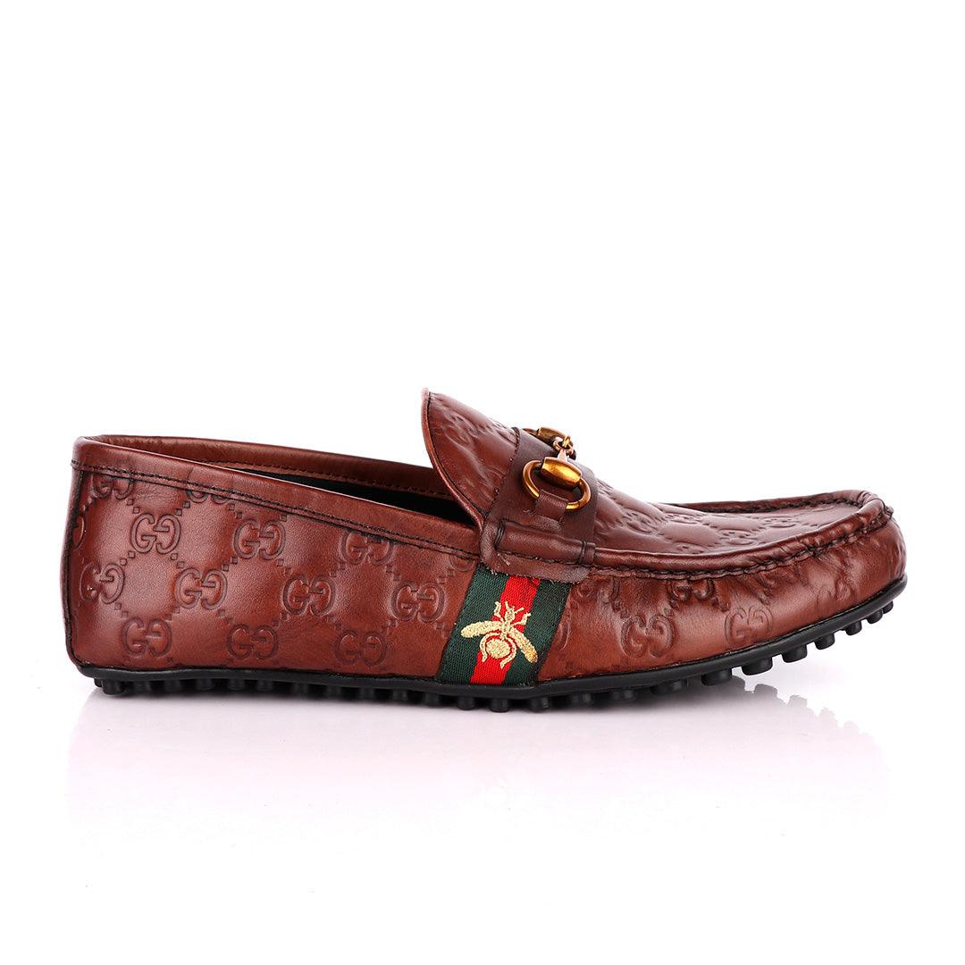 Logo Crested Brown Leather Drivers - Obeezi
