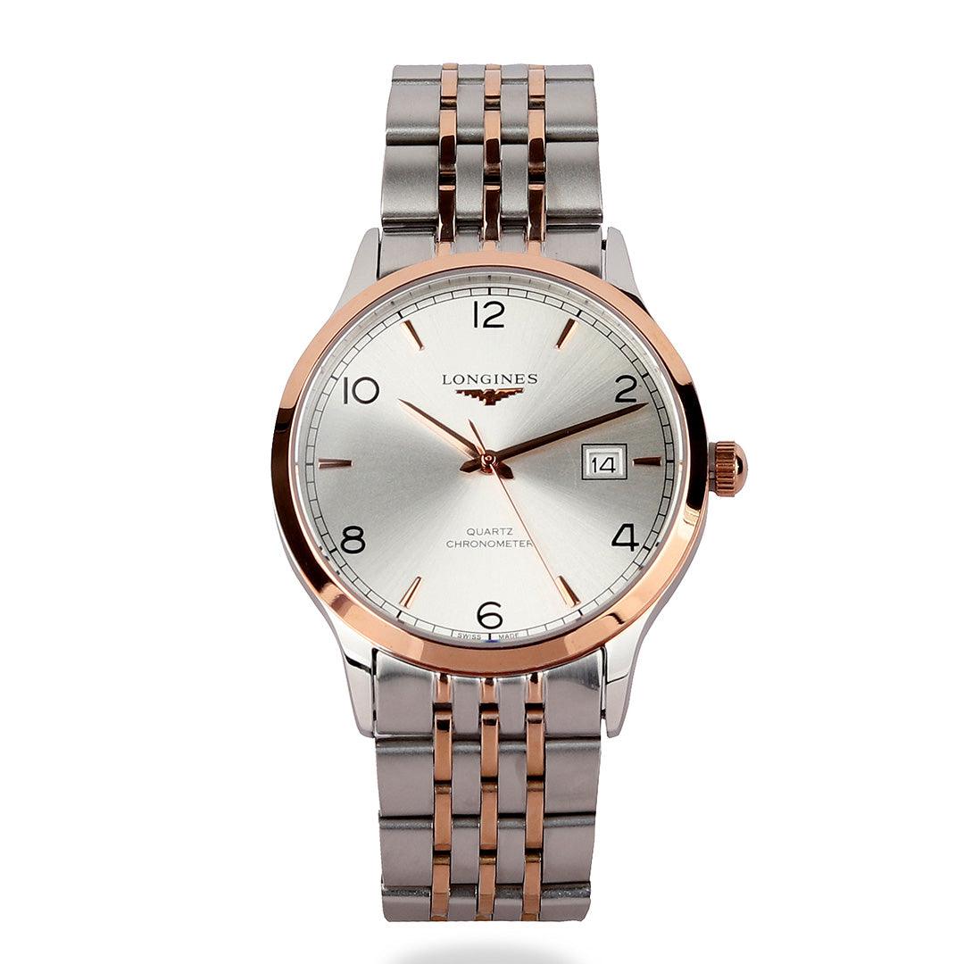 Longines Elegance Classic Dial Silver And Gold Watch - Obeezi.com