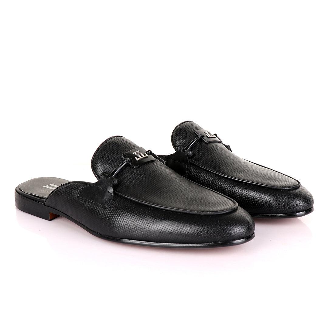 LoriBlu Classic Mole Black Half Leather Shoe - Obeezi