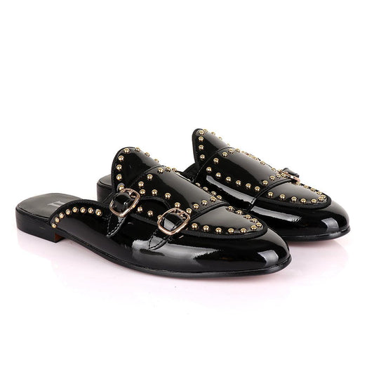LoriBlu Classic Wetlips with Straps Mole Black Half Leather Shoe - Obeezi