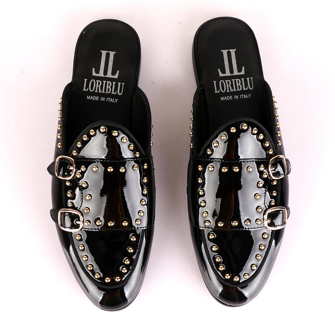 LoriBlu Classic Wetlips with Straps Mole Black Half Leather Shoe - Obeezi