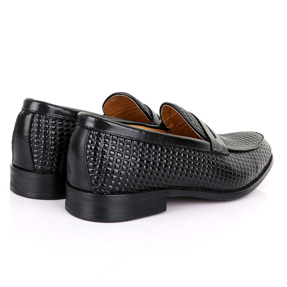LoriBlu Exotic Block Black Leather Shoe - Obeezi