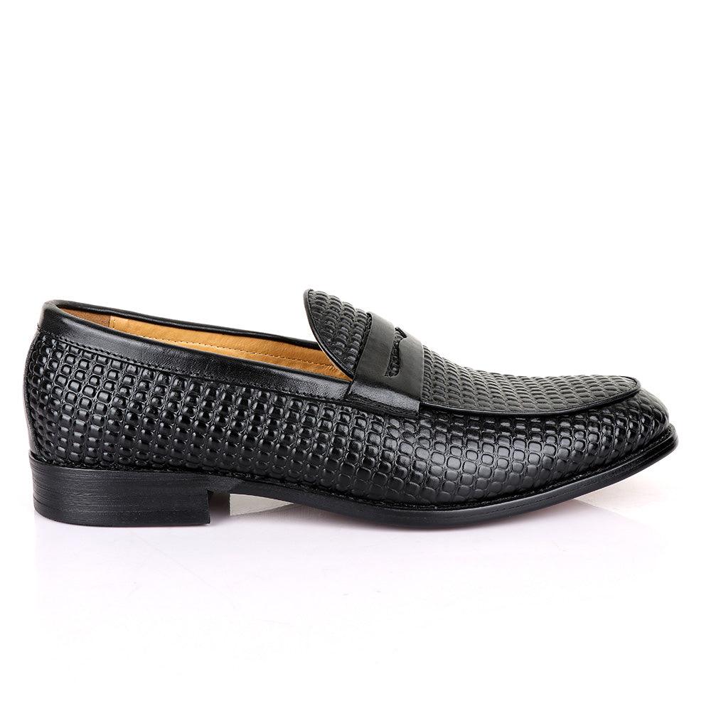 LoriBlu Exotic Block Black Leather Shoe - Obeezi