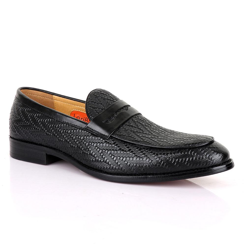LoriBlu Pattern Black Formal Leather Shoe - Obeezi