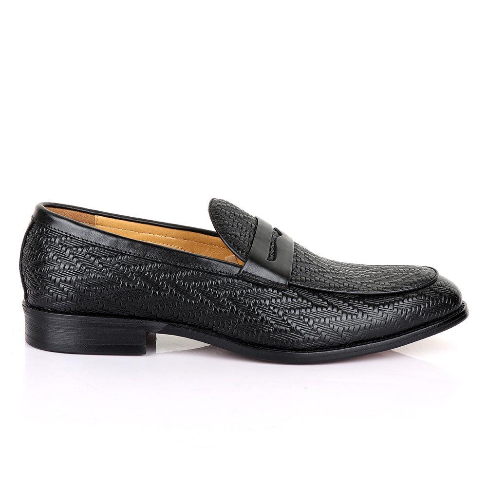 LoriBlu Pattern Black Formal Leather Shoe - Obeezi