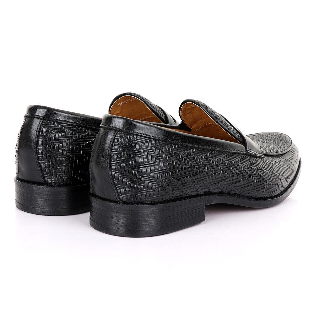 LoriBlu Pattern Black Formal Leather Shoe - Obeezi