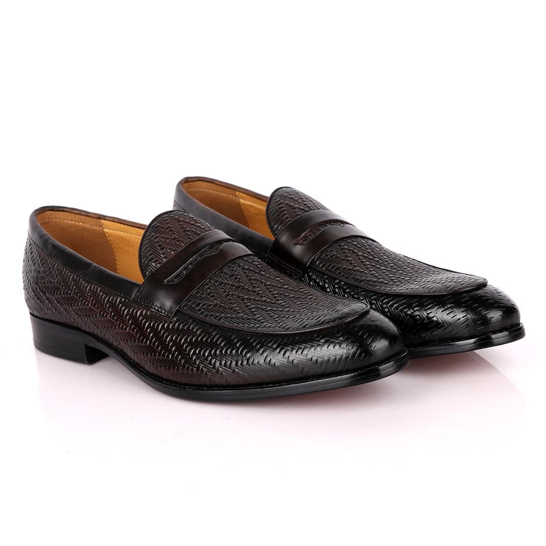 LoriBlu Pattern Coffee Formal Leather Shoe - Obeezi