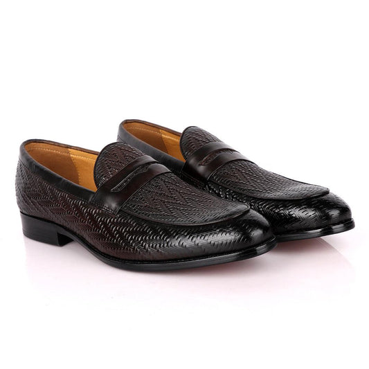 LoriBlu Pattern Coffee Formal Leather Shoe - Obeezi