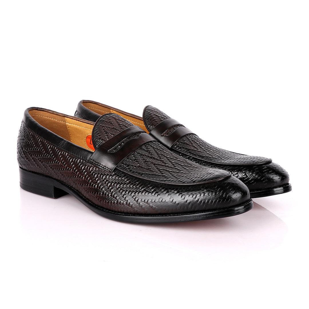 LoriBlu Pattern Coffee Formal Leather Shoe - Obeezi