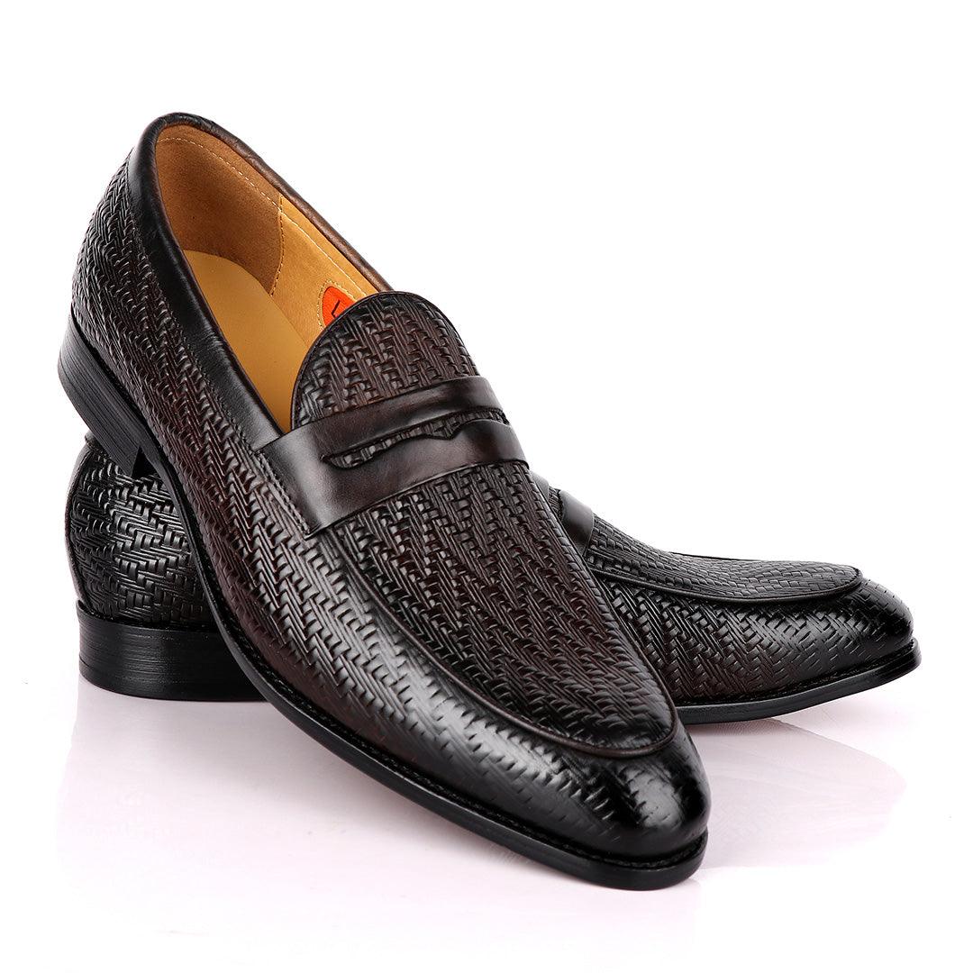 LoriBlu Pattern Coffee Formal Leather Shoe - Obeezi