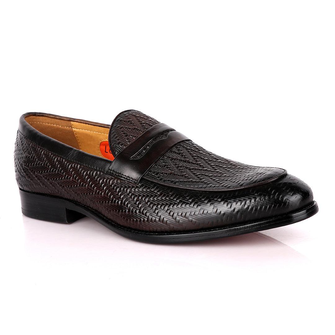LoriBlu Pattern Coffee Formal Leather Shoe - Obeezi