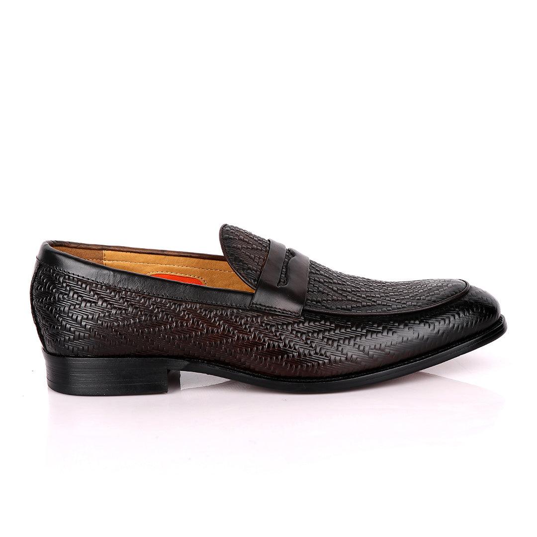 LoriBlu Pattern Coffee Formal Leather Shoe - Obeezi