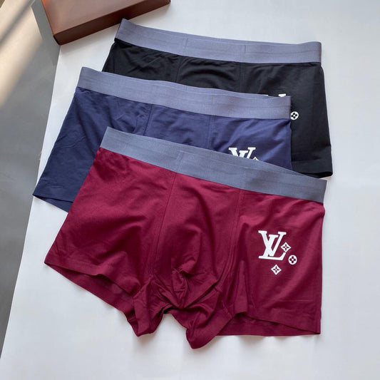 Lou Comfortable Cotton 3 In 1 Wine, Blue And Black Boxer - Obeezi.com