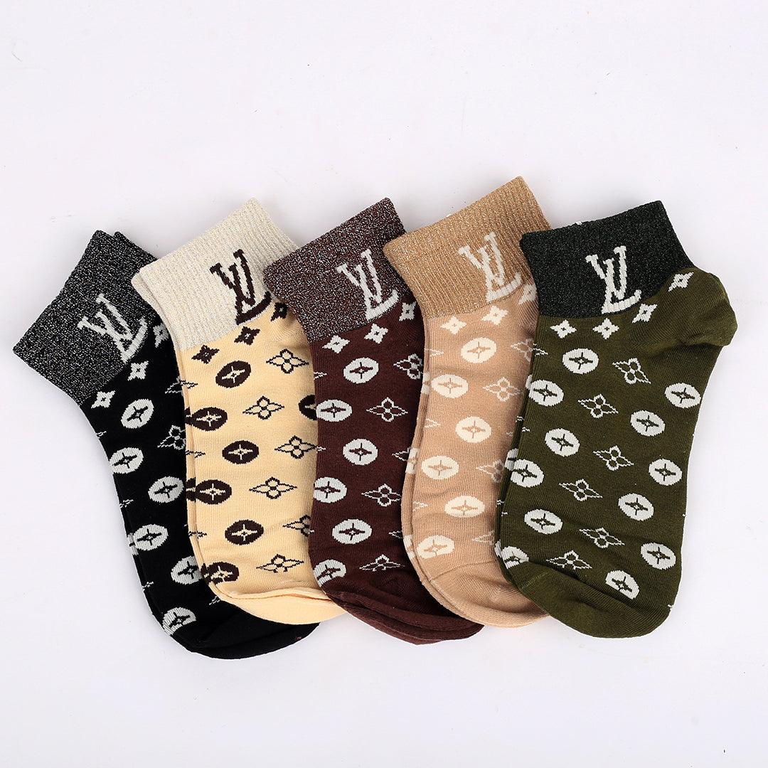 Lou Cotton 5 In 1 Logo Designed Exquisite Socks - Obeezi.com