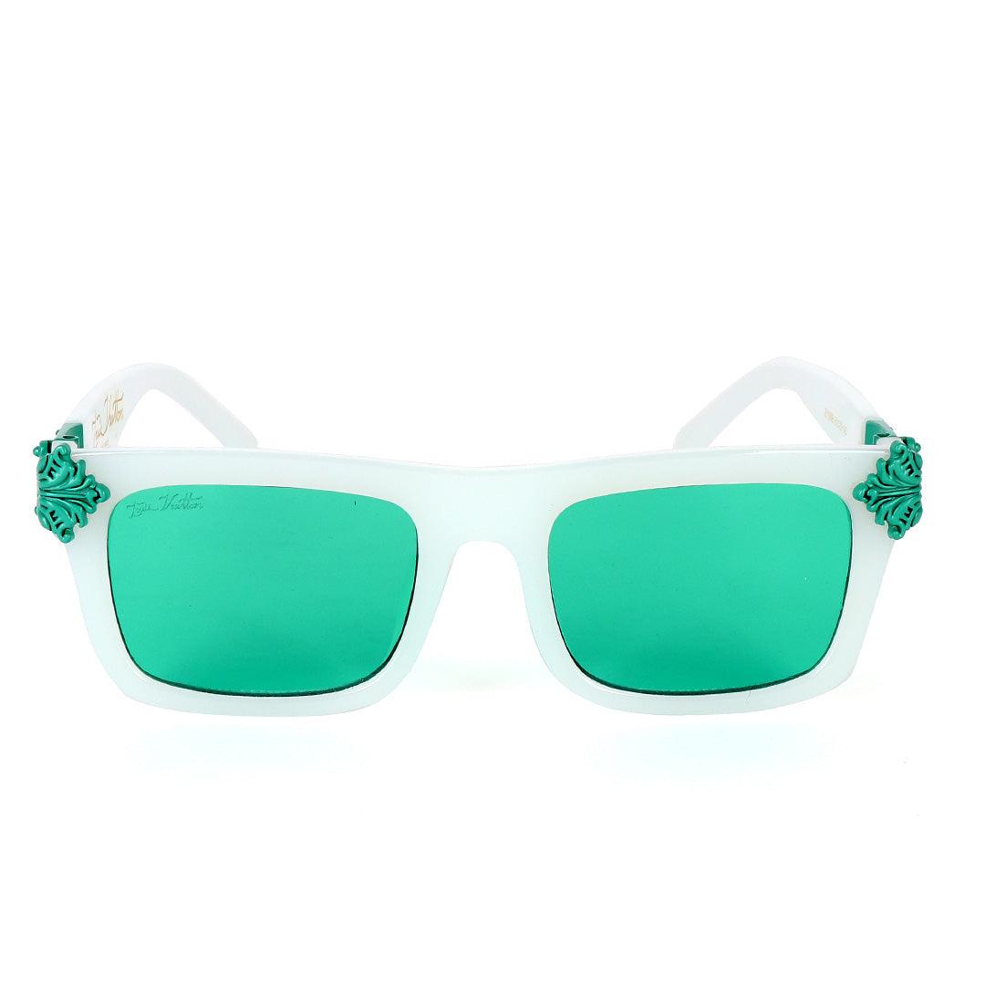 Louis Vuitton Classic Crested Offwhite And Green Lens Sunglasses - Obeezi.com