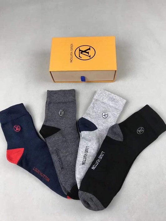 Louis Vuitton Shoes unisex socks 4 Pairs - Obeezi.com