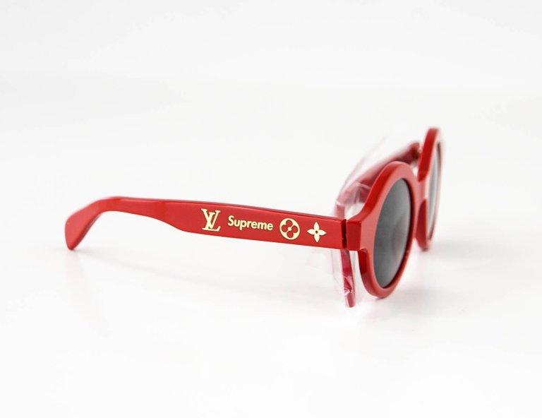 Louis Vuitton Supreme X Ltd Ed Round Red Downtown Sunglasses - Obeezi.com