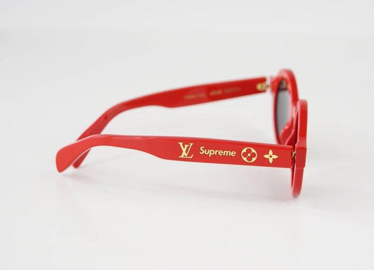Louis Vuitton Supreme X Ltd Ed Round Red Downtown Sunglasses - Obeezi.com