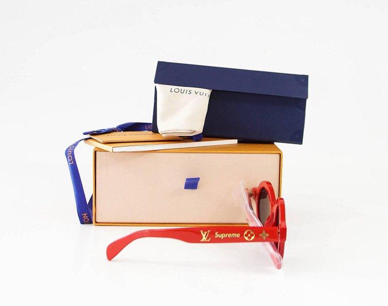 Louis Vuitton Supreme X Ltd Ed Round Red Downtown Sunglasses - Obeezi.com