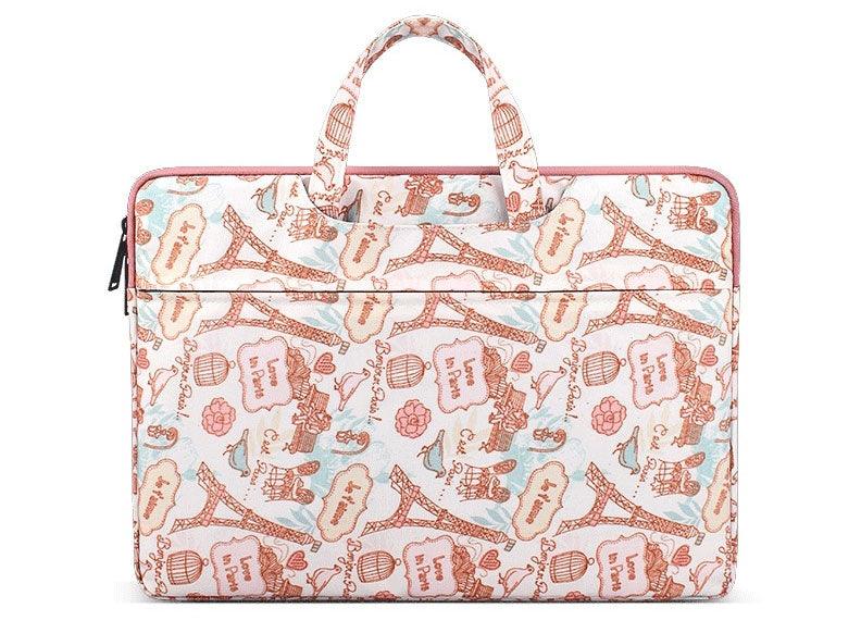Love In Paris Designed Laptop Bag- Pink - Obeezi.com