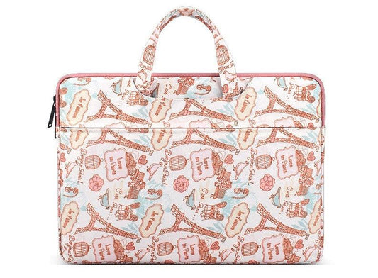 Love In Paris Designed Laptop Bag- Pink - Obeezi.com
