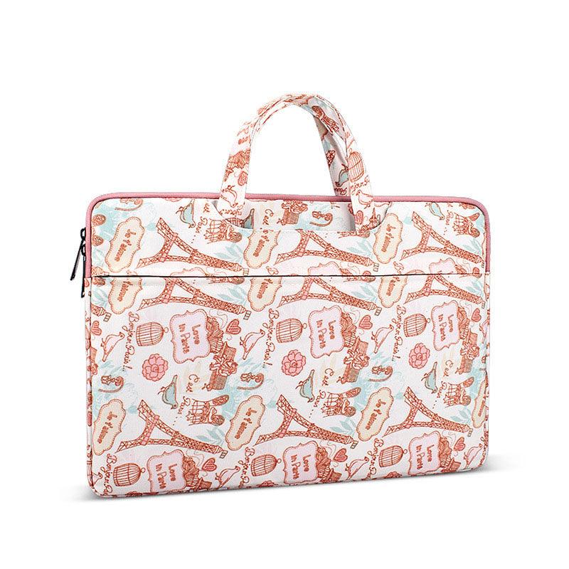Love In Paris Designed Laptop Bag- Pink - Obeezi.com