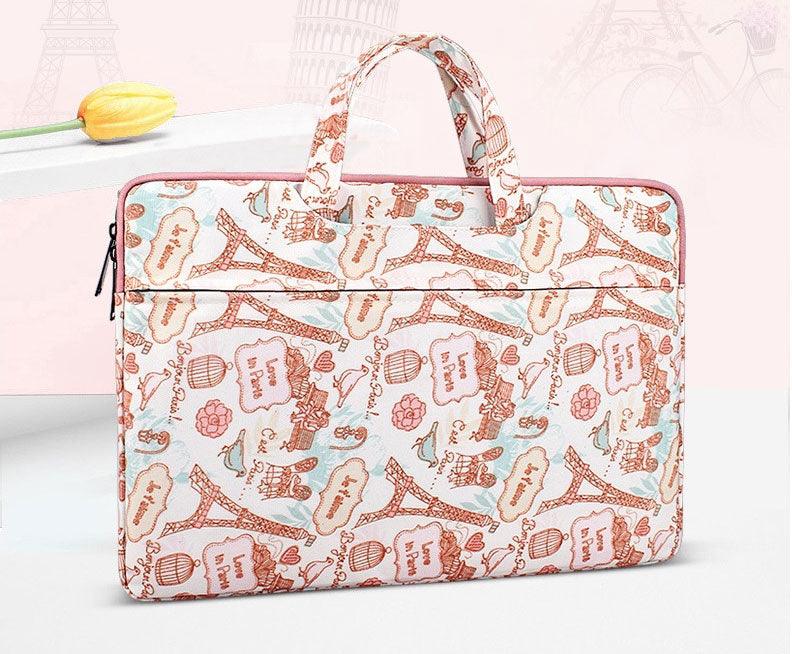 Love In Paris Designed Laptop Bag- Pink - Obeezi.com