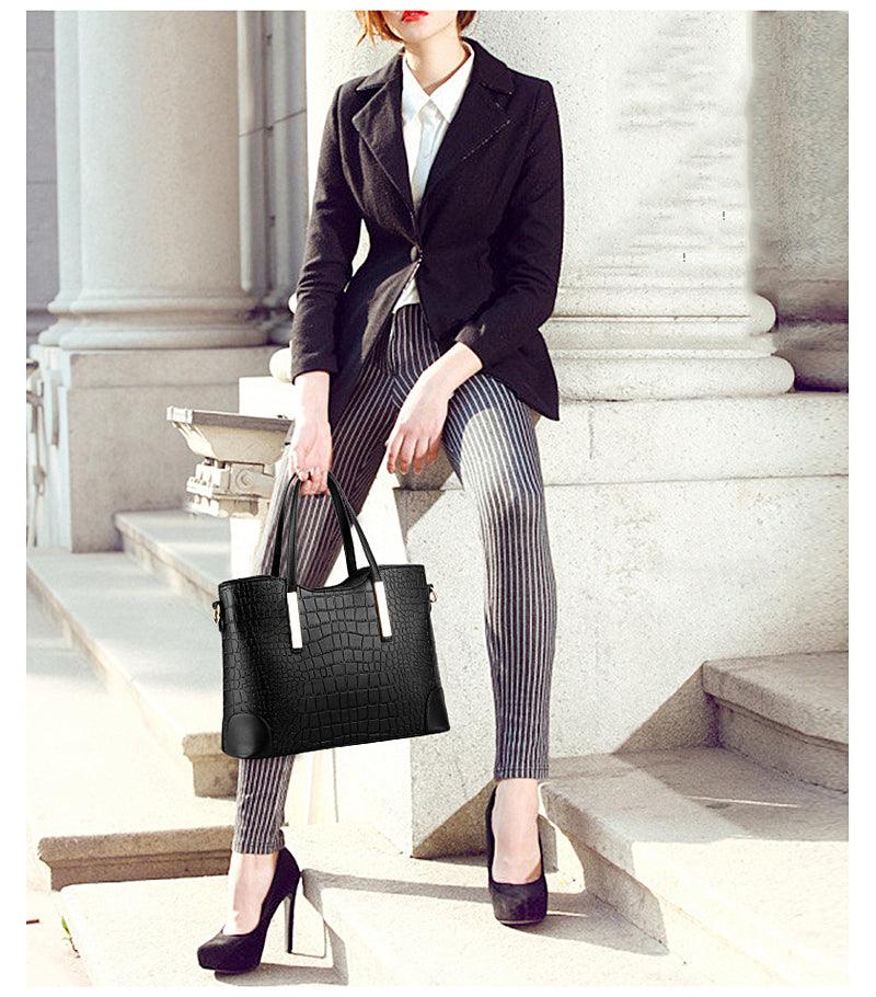 Luxury Designer Light Pink Croc Tote 2 In 1 Handbag - Obeezi.com