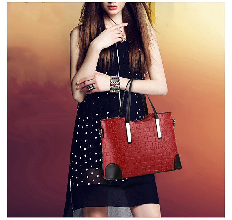 Luxury Designer Light Pink Croc Tote 2 In 1 Handbag - Obeezi.com