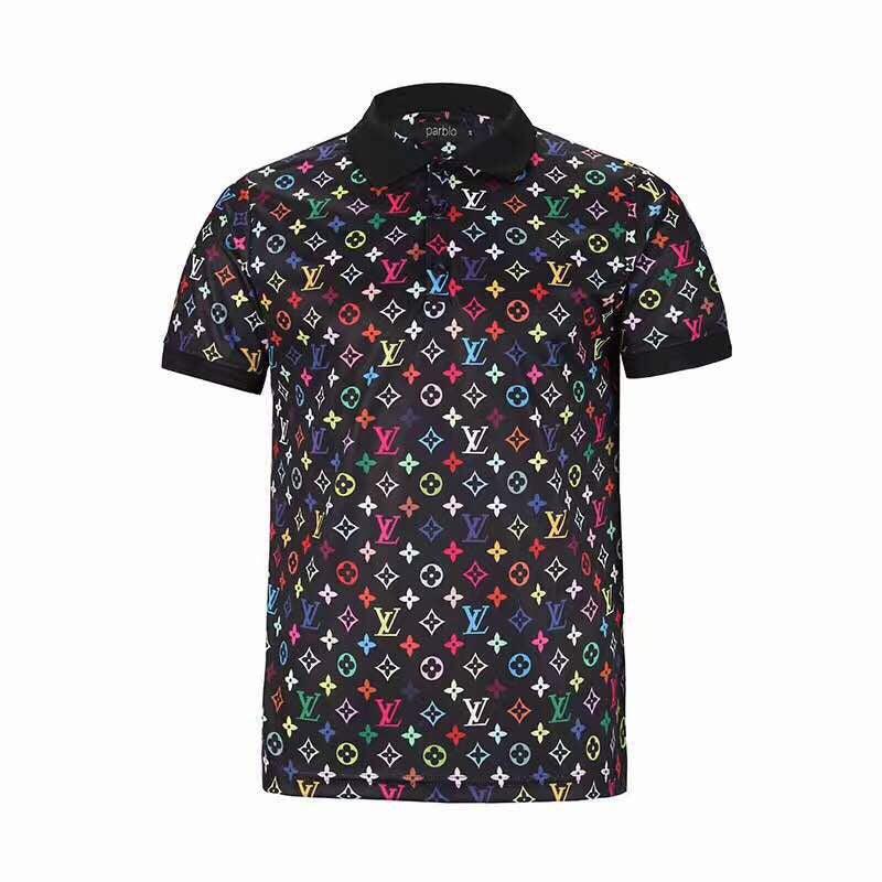 Luxury LV Monogram Supreme Men Casual Polo- Multicolor - Obeezi