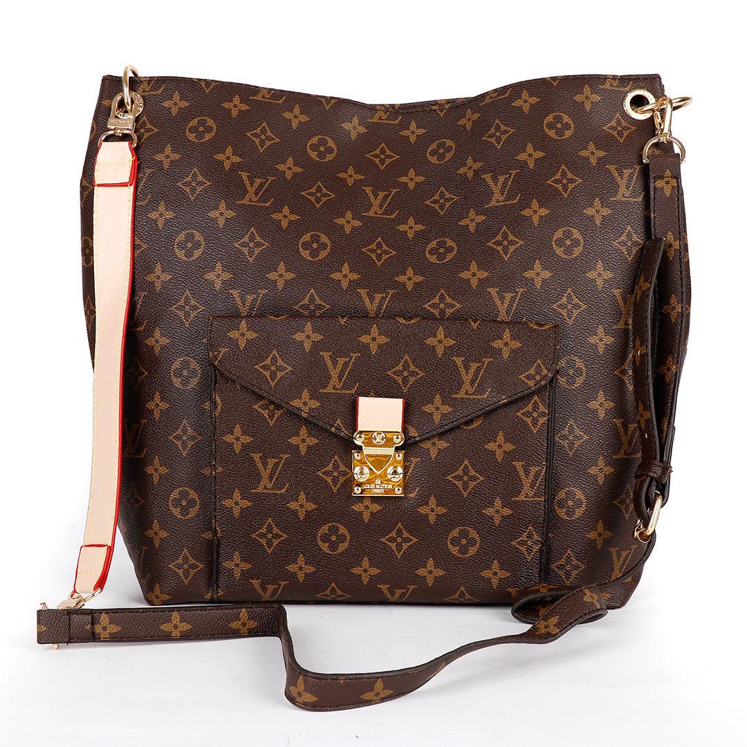 LV - DAC MM Canvas Totally LV Print Shoulder Bag- Brown - Obeezi.com