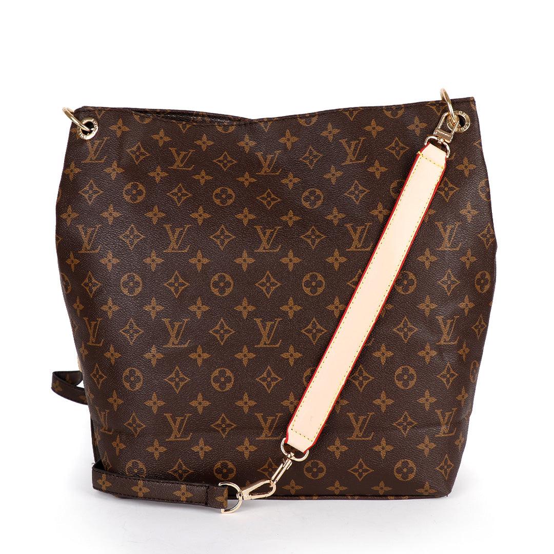 LV - DAC MM Canvas Totally LV Print Shoulder Bag- Brown - Obeezi.com