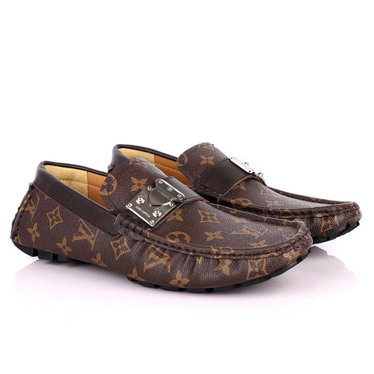 LV Monogram Moccasin Loafers-Brown - Obeezi